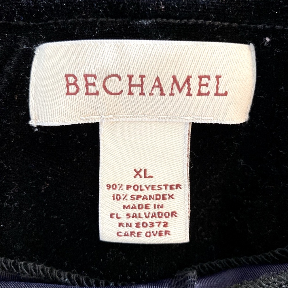 BECHAMEL blouse; Velvet Velour Floral Tunic Top". features a color block pattern - Picture 5 of 6